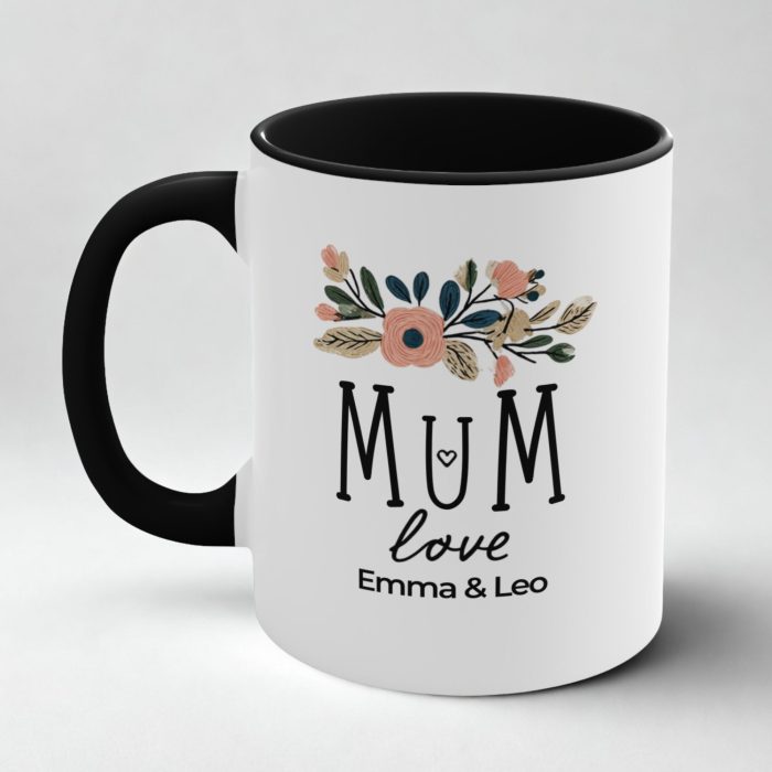Personalised Mum Love Mug – Custom Floral Mum Coffee Mug