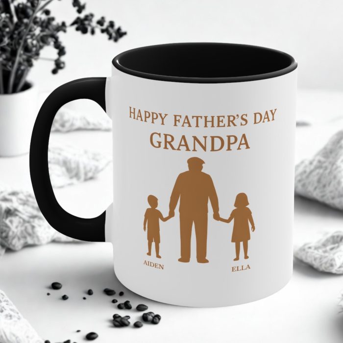 Grandad With Grandkids Personalised Mug – Custom Names Father’s Day Gift