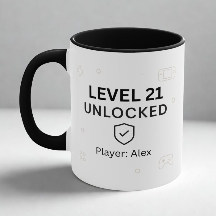 Level 21 Unlocked Birthday Mug – Personalised 21st Gaming Gift