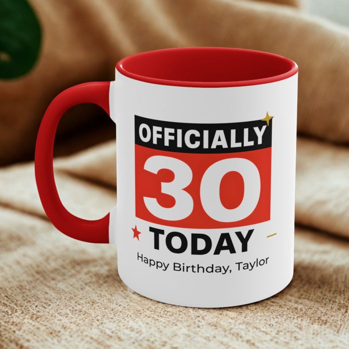 Officially 30 Today Mug – Personalised 30th Birthday Gift with Custom Name