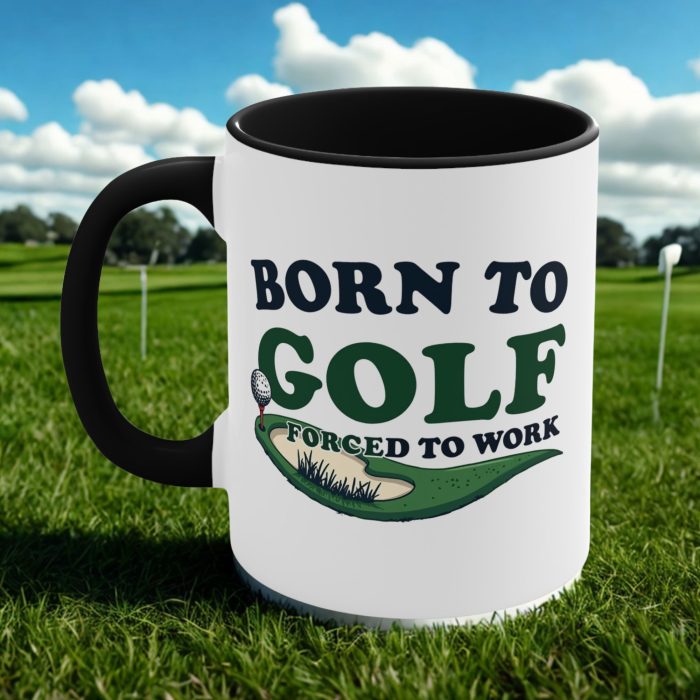 born to golf forced to work mug funny golf coffee cup