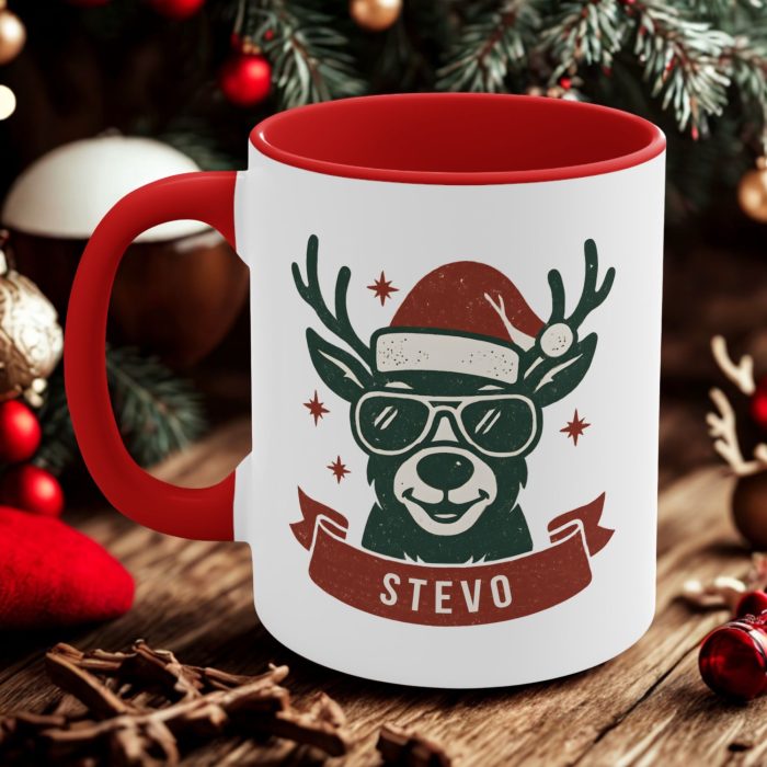 Personalised Reindeer Christmas Mug custom festive ceramic mug from Mug Spot NZ